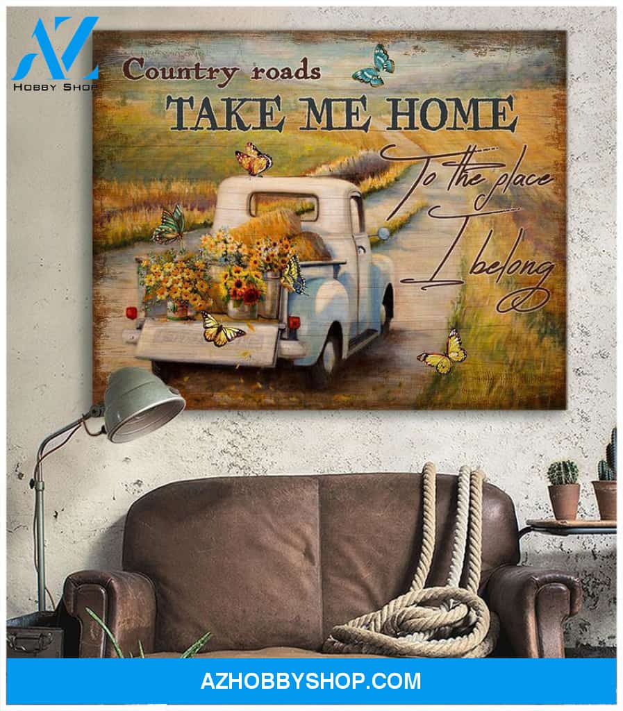 Country Road Butterfly Wall Art Canvas, Wall Decor Visual Art