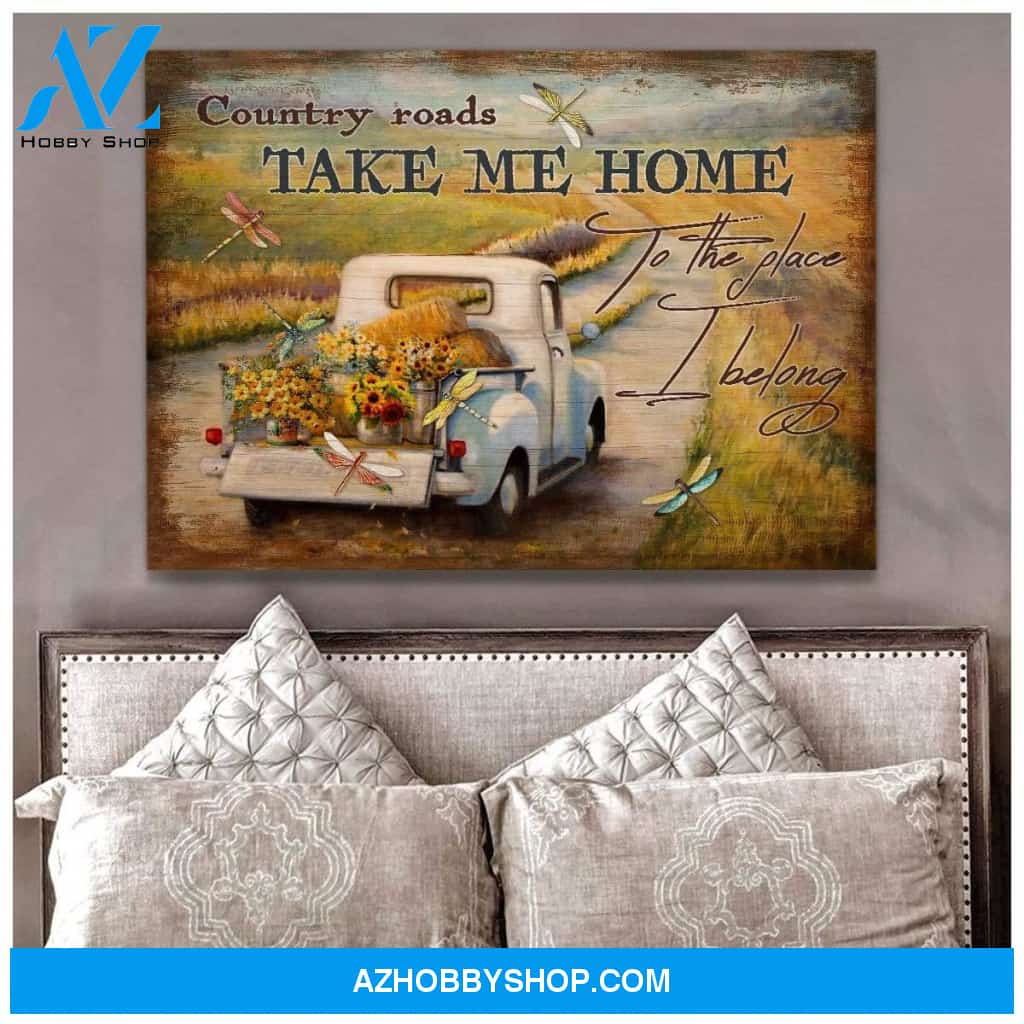 Country Road Dragonfly Wall Art Canvas, Wall Decor Visual Art