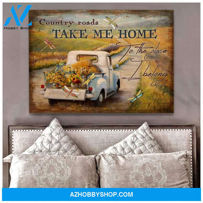Country Road Dragonfly Wall Art Canvas, Wall Decor Visual Art