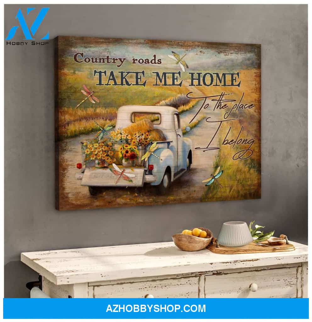 Country Road Dragonfly Wall Art Canvas, Wall Decor Visual Art