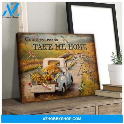 Country Road Dragonfly Wall Art Canvas, Wall Decor Visual Art