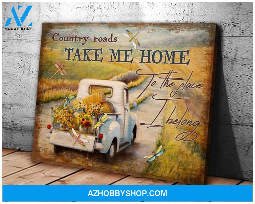 Country Road Dragonfly Wall Art Canvas, Wall Decor Visual Art