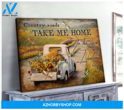 Country Road Dragonfly Wall Art Canvas, Wall Decor Visual Art