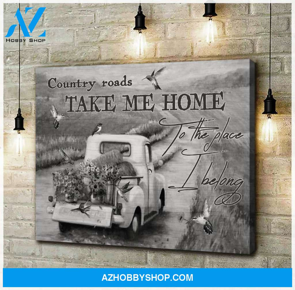 Country Road Hummingbird B&W Wall Art Canvas, Wall Decor Visual Art