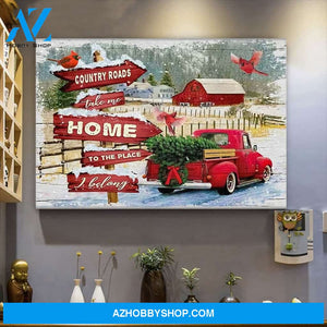 Personalized Canvas Country Roads Cardinal Wall Art Christmas Wall Art Canvas Wall Art