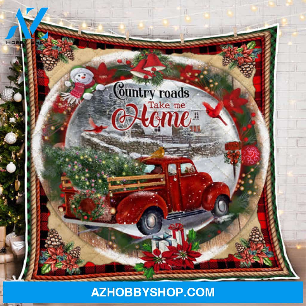 Country Roads Take Me Home Fleece Blanket - Quilt Blanket,