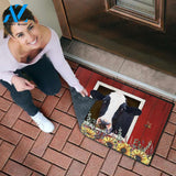 Country Style Cow And Sunflower Barn Personalized Doormat Rug Housewarming Gift Family Welcome Mat Custom Funny Birthday New Year Holstein