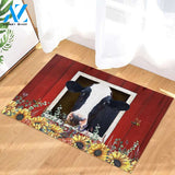 Country Style Cow And Sunflower Barn Personalized Doormat Rug Housewarming Gift Family Welcome Mat Custom Funny Birthday New Year Holstein