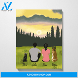 Couple and Dogs On Glass Premium Canvas