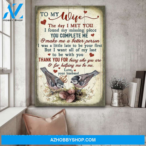 Couple - Bird couple - You complete me and make me a better person - Portrait Canvas Prints, Wall Art