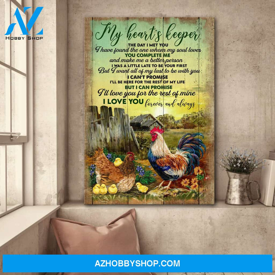 Couple chicken - I'll love you for the rest of mine - Portrait Canvas Prints - Wall Art