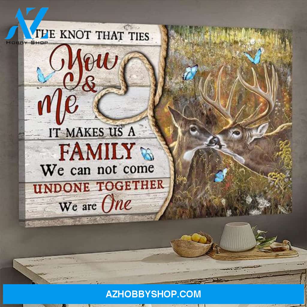 Couple Deer - The Knot Ties You & Me Makes Us Family Landscape Canvas Prints