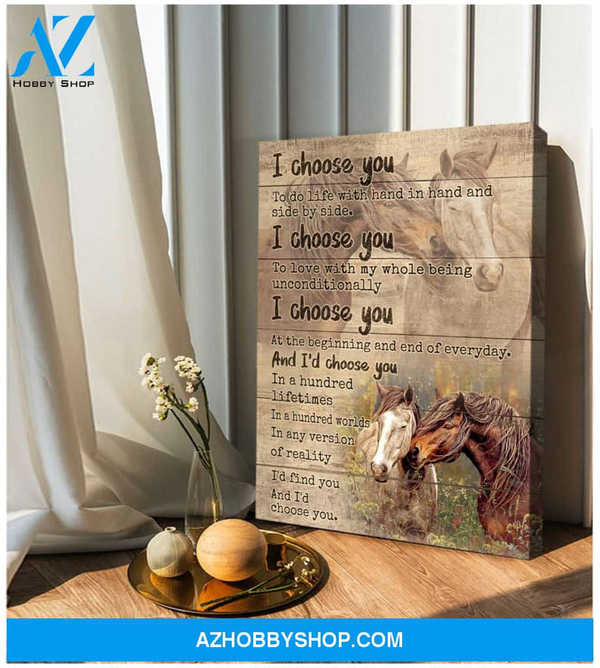 Couple Horses I Choose You Canvas Wall Art Decor