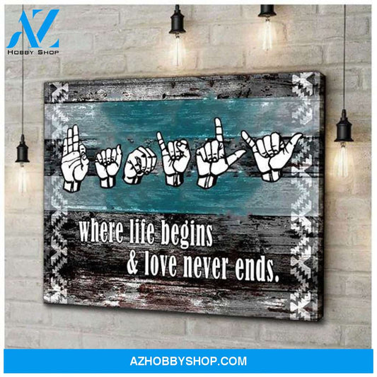 Couple Love Gift Where Life Begins And Love Never Ends Poster