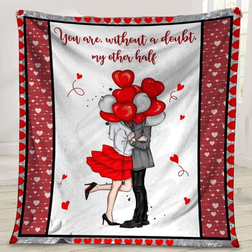 Couple Love My Orther Half Valentine's Day Fleece Blanket Home Decor Bedding Couch Sofa Soft And Comfy Cozy