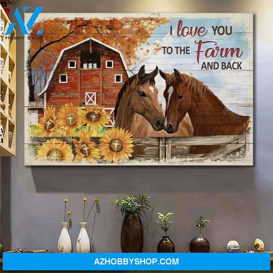 Couple of horses - I love you to the farm and back - Landscape Canvas Prints, Wall Art