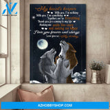 Couple of wolves under the moonlight - My heart's keeper - Couple Portrait Canvas Prints - Wall Art