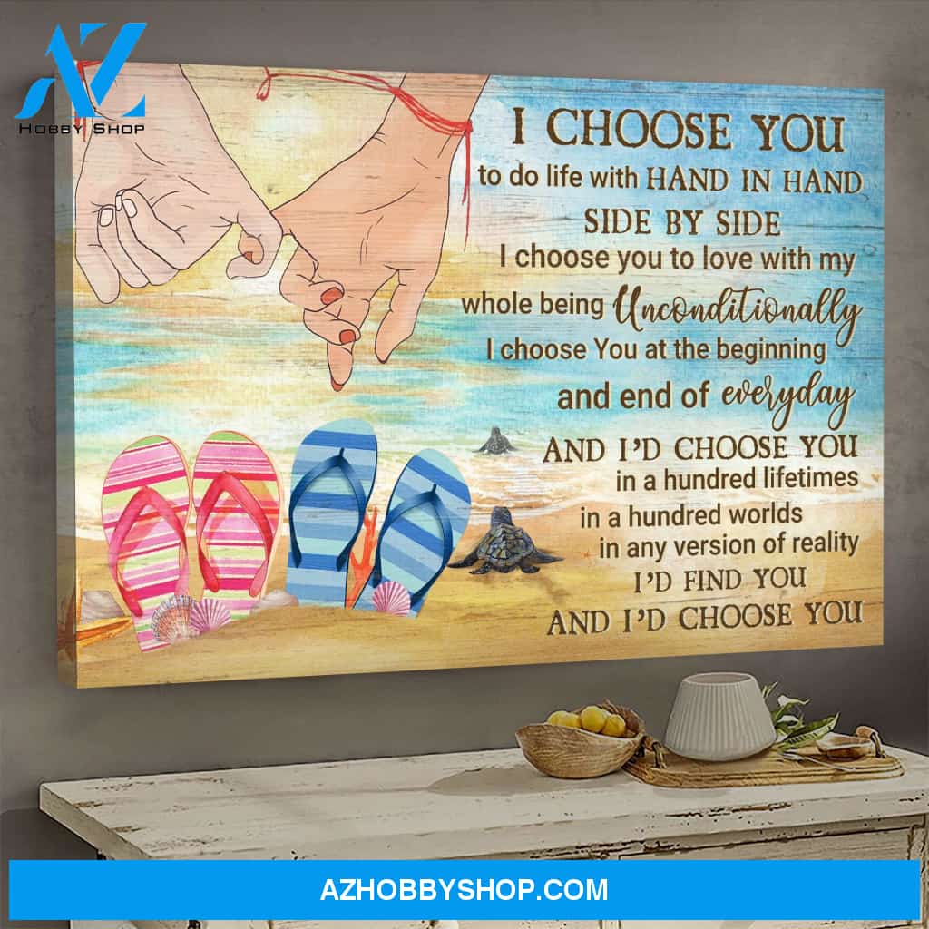 Couple on the beach - I Choose you to love with my whole being - Landscape Canvas Prints - Wall Art