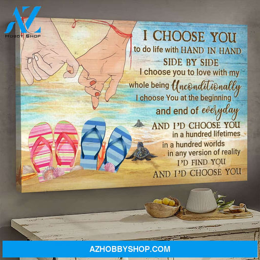 Couple on the beach - I Choose you to love with my whole being - Landscape Canvas Prints - Wall Art
