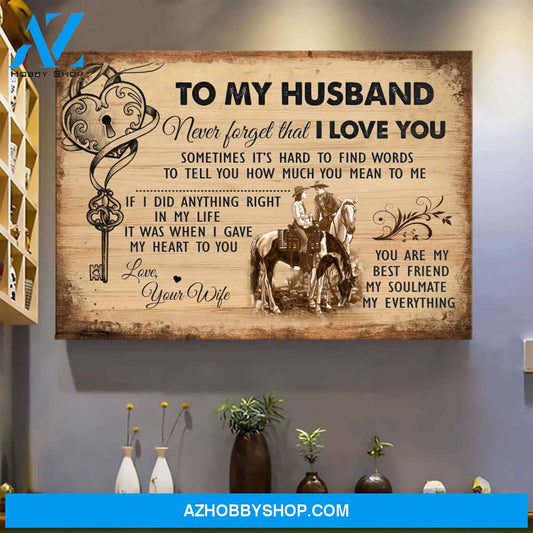 Couple riding horses - Never forget that I love you - To my husband Landscape Canvas Prints - Wall Art
