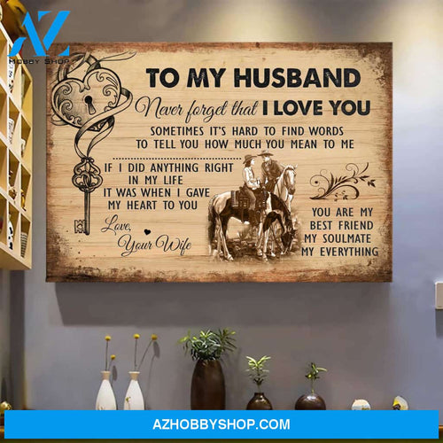 Couple riding horses - Never forget that I love you - To my husband Landscape Canvas Prints - Wall Art