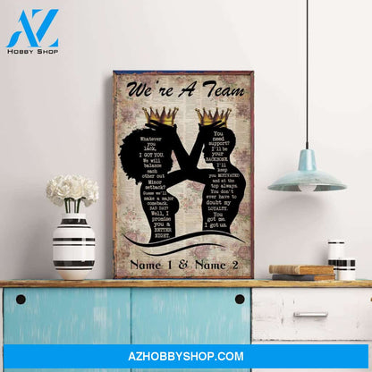 Couple We're A Team Poster & Canvas