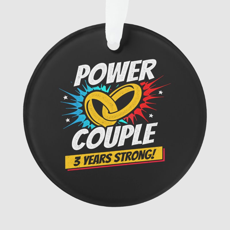 Couple Married 3 Years - 3Rd Wedding Anniversary Ornament