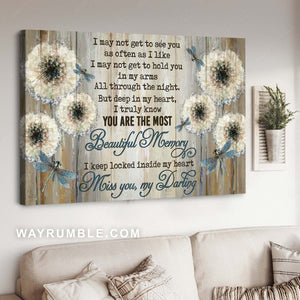 Dandelion painting, Dragonfly, Memorial gift, You are the most beautiful memory - Couple Landscape Canvas Prints, Home Decor Wall Art