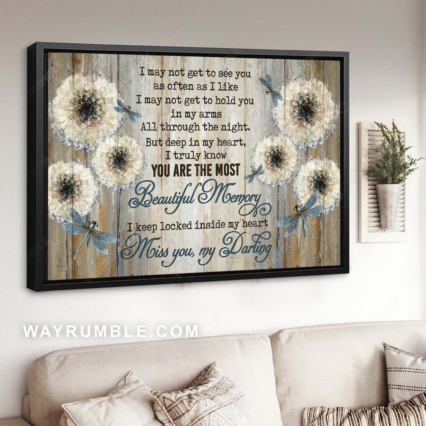 Dandelion painting, Dragonfly, Memorial gift, You are the most beautiful memory - Couple Landscape Canvas Prints, Home Decor Wall Art