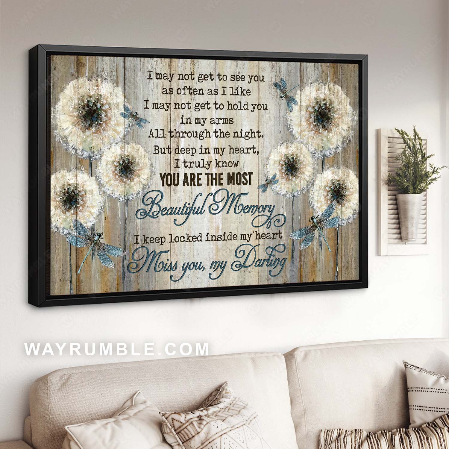 Dandelion painting, Dragonfly, Memorial gift, You are the most beautiful memory - Couple Landscape Canvas Prints, Home Decor Wall Art
