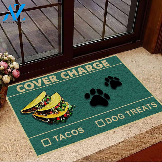 Cover Charge Tacos Dog Treats Vintage Funny Indoor And Outdoor Doormat Gift For Dog And Tacos Lovers Decor Warm House Gift Welcome Mat