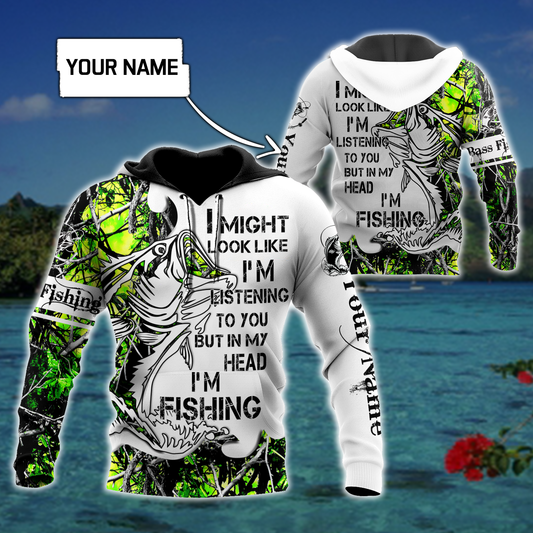 Fishing Gifts In My Head I'm Fishing Bass Fishing Tattoo Personalized US Unisex Size Hoodie