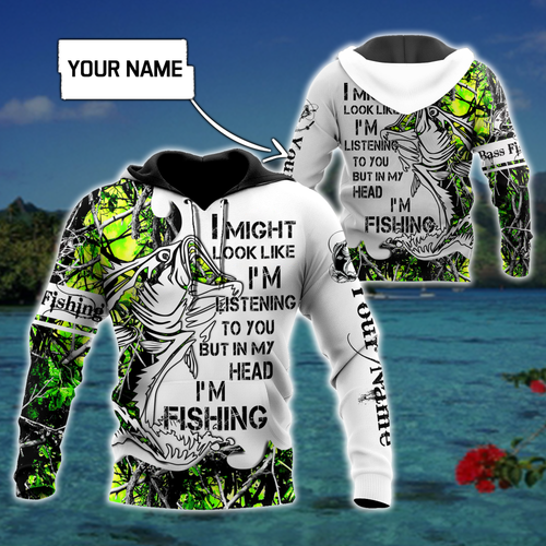 Fishing Gifts In My Head I'm Fishing Bass Fishing Tattoo Personalized US Unisex Size Hoodie