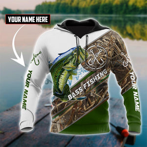 Fishing Gifts Bass Fishing Camo Personalized US Unisex Size Hoodie