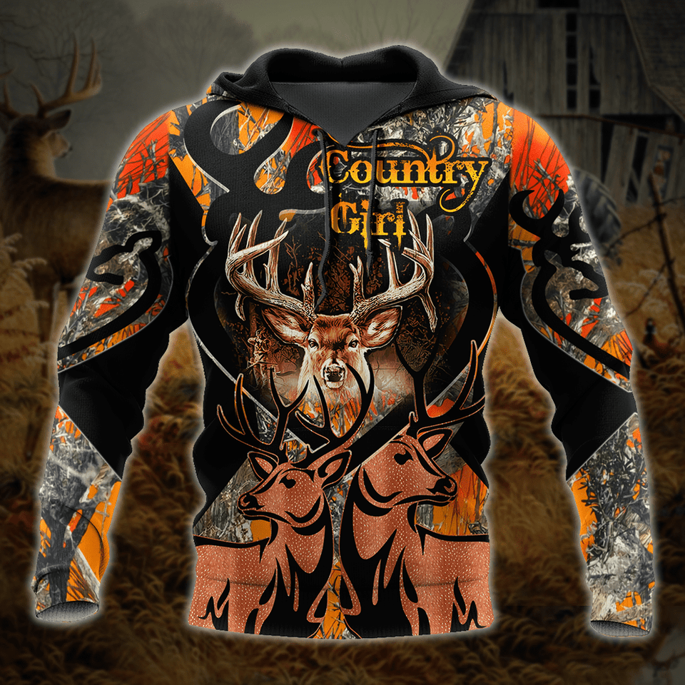 Hunting Gifts Deer Hunting Gifts Deer Hunting All Over Printed US Unisex Size Hoodie
