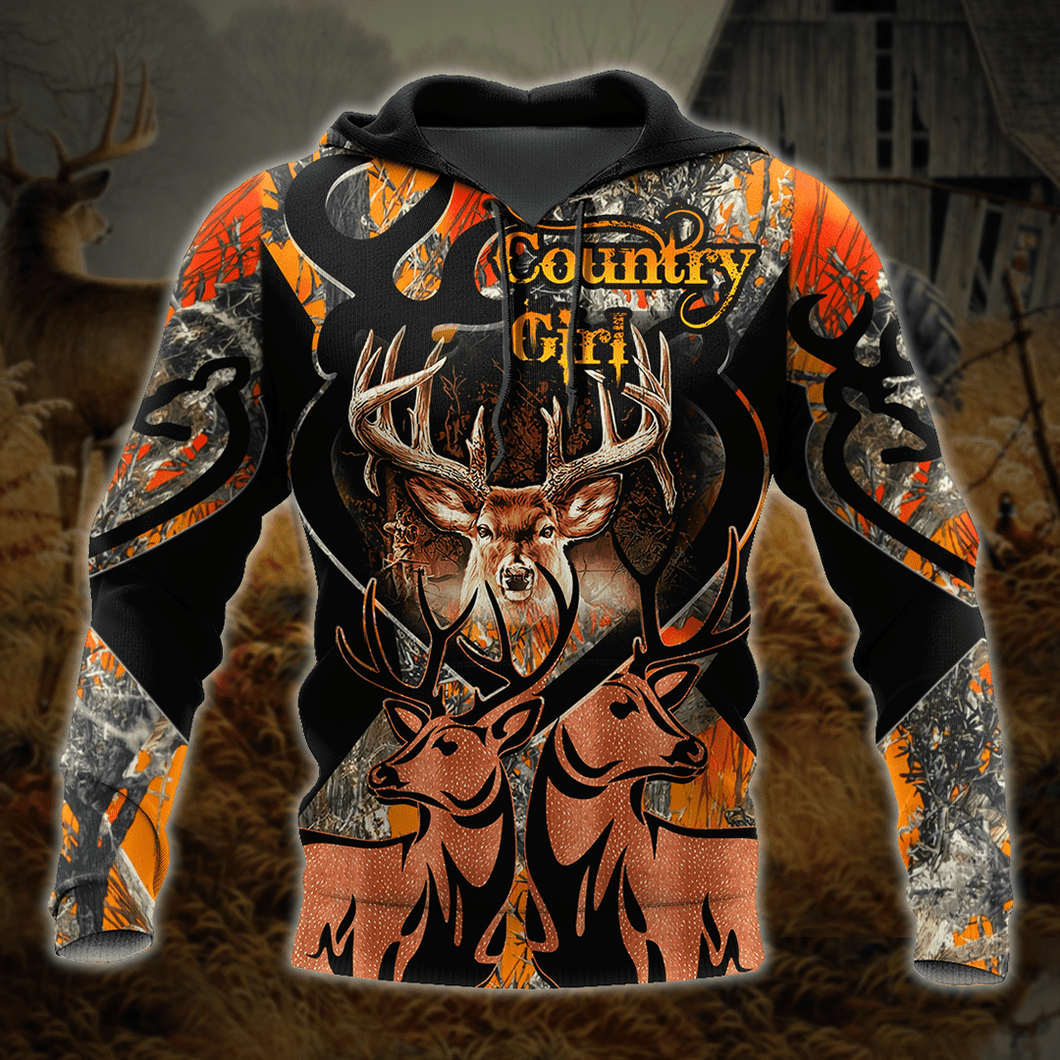 Hunting Gifts Deer Hunting Gifts Deer Hunting All Over Printed US Unisex Size Hoodie