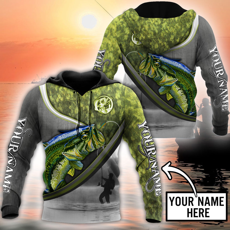 Fishing Gifts Bass Fishing Fisherman Camo Personalized US Unisex Size Hoodie