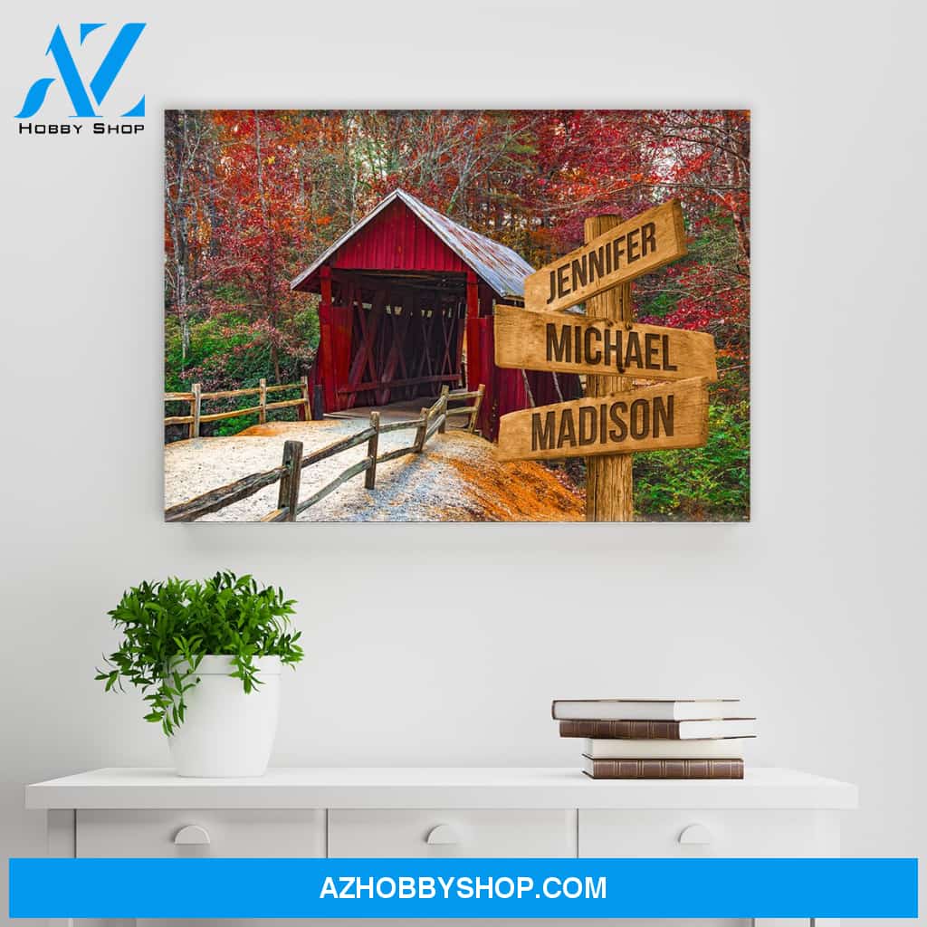 Covered Bridge Color Multi-Names Premium Canvas