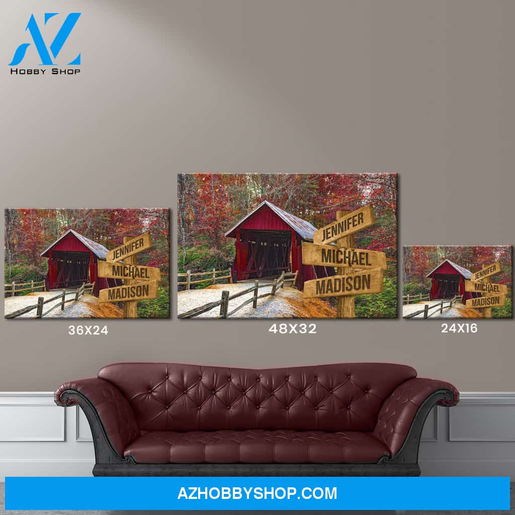 Covered Bridge Color Multi-Names Premium Canvas