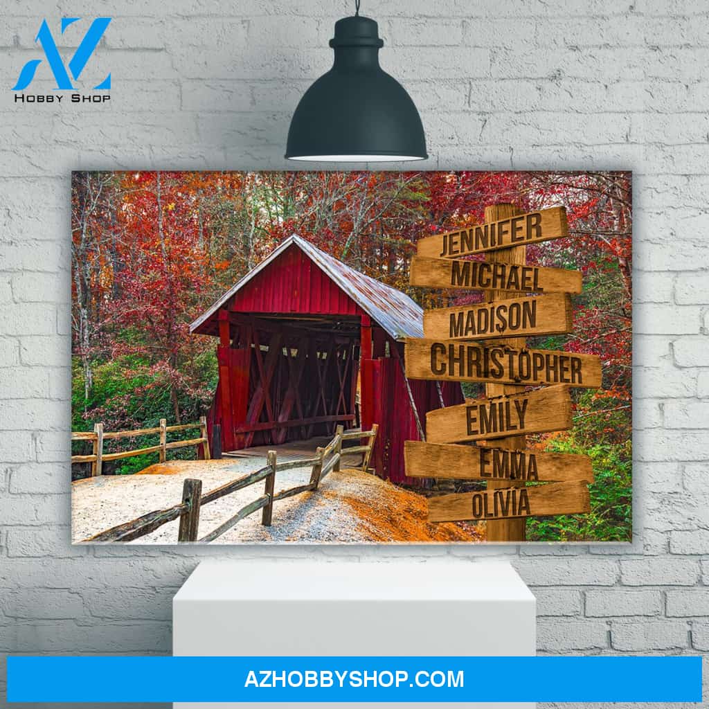 Covered Bridge Color Multi-Names Premium Canvas