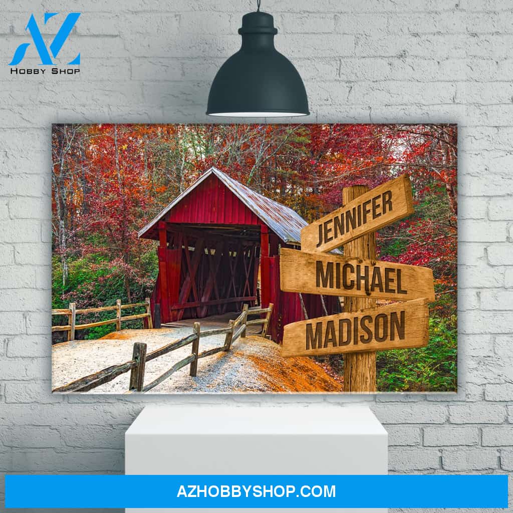 Covered Bridge Color Multi-Names Premium Canvas