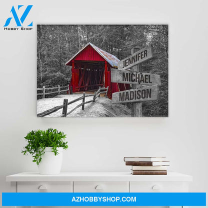 Covered Bridge Multi-Names Premium Canvas
