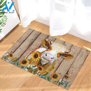 Cow And Sunflowers Doormat Welcome Mat Housewarming Gift Home Decor Funny Doormat Best Gift Idea For Cow Lovers Gift For Farmer