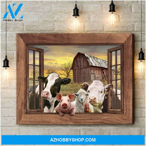 Cow Art Farmhouse Prints Canvas Cattle And Sunset Farm Scene Ohcanvas