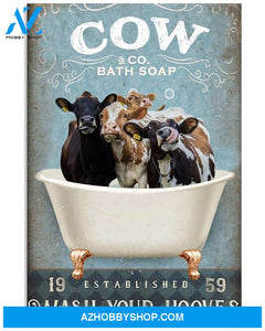 Cow art wash your hooves poster