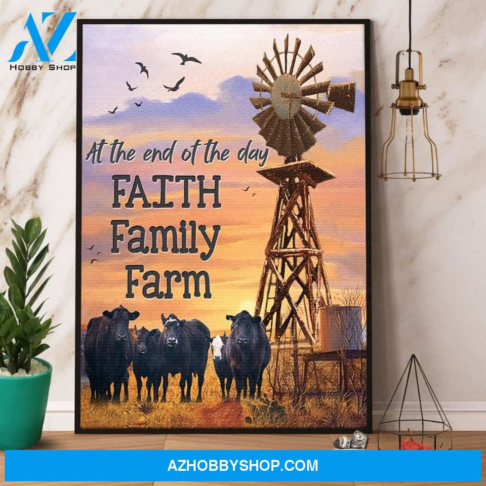 Cow At The End Of The Day Faith Family Farm Canvas And Poster, Wall Decor Visual Art
