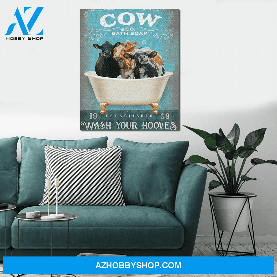 Cow Bath Soap Wash Your Hooves Canvas Wall Art, Wall Decor Visual Art