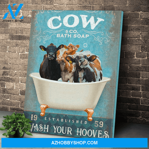 Cow Bath Soap Wash Your Hooves Canvas Wall Art, Wall Decor Visual Art