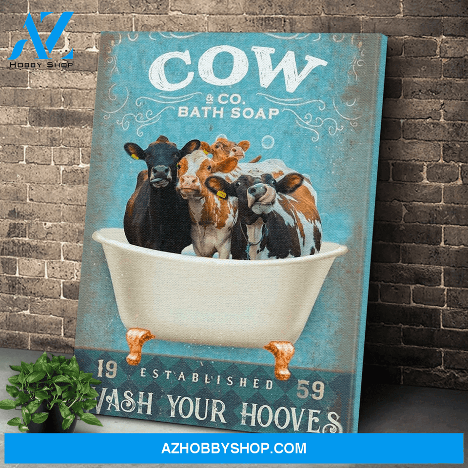 Cow Bath Soap Wash Your Hooves Canvas Wall Art, Wall Decor Visual Art