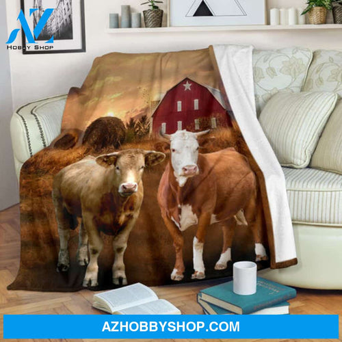 Cow Blanket, Famer Blanket, Cow Farm sunset